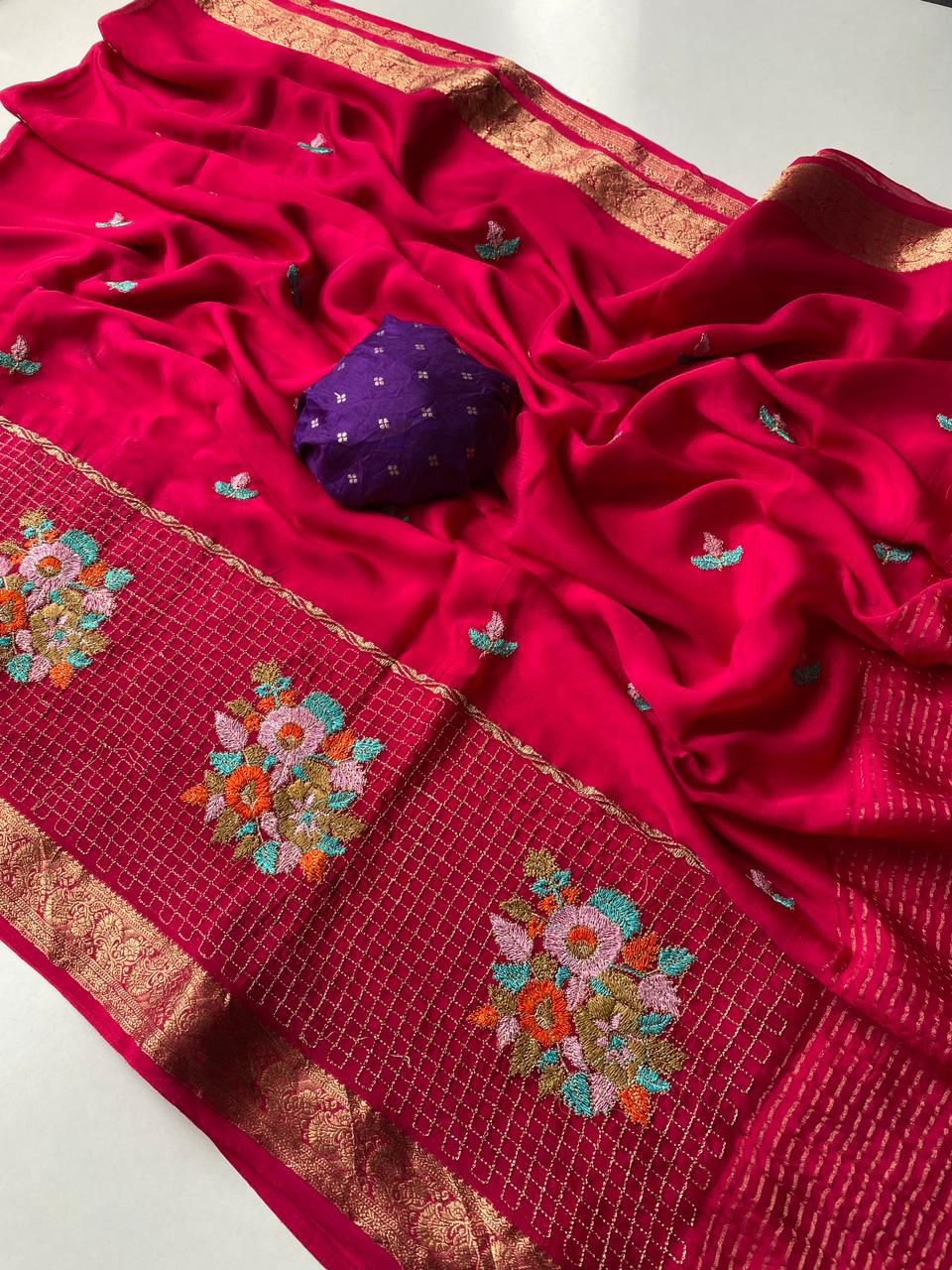 Premium chinnon chiffon sarees