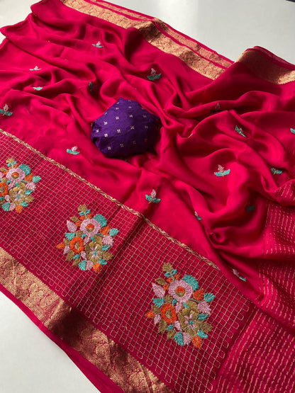 Premium chinnon chiffon sarees