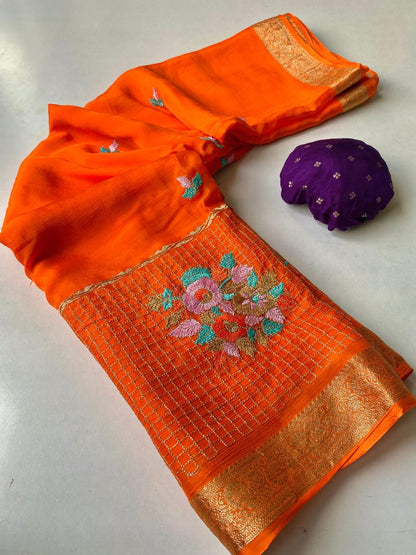 Premium chinnon chiffon sarees