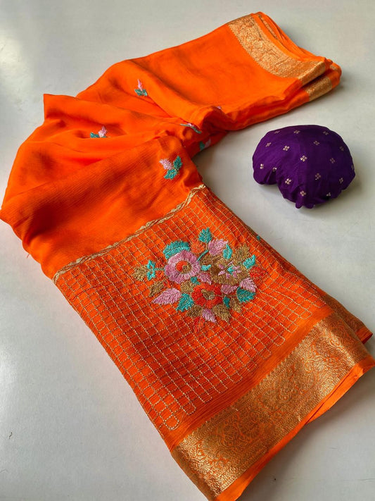 Premium chinnon chiffon sarees