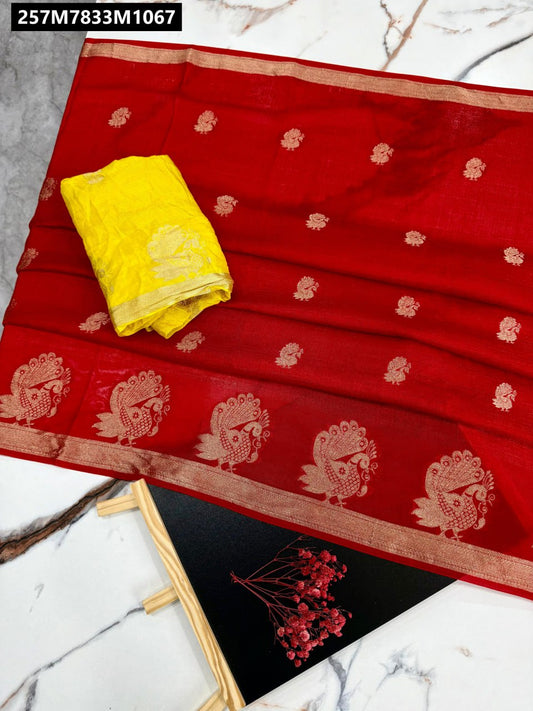 Heavy khadi peacock weaving border saree
