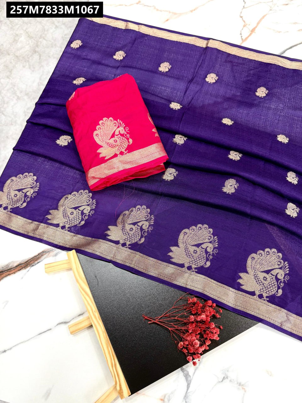 Heavy khadi peacock weaving border saree