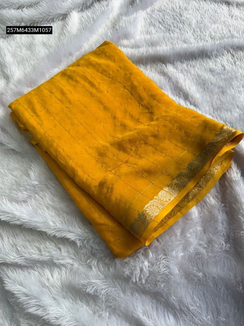 Pure chinnon Viscose Chex Saree