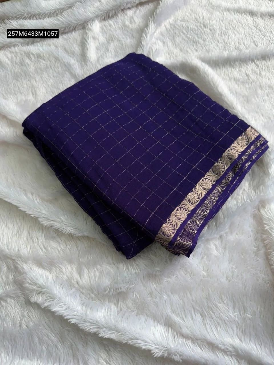 Pure chinnon Viscose Chex Saree