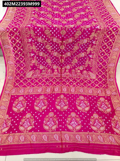 Original hand bandhej pure viscose bandhani saree