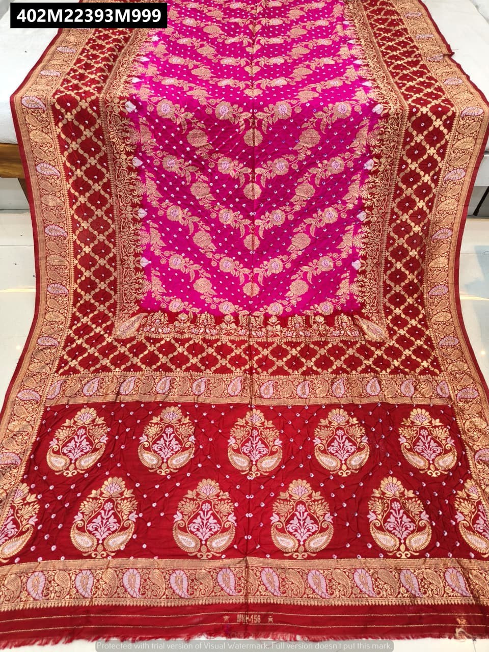 Original hand bandhej pure viscose bandhani saree