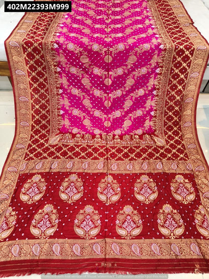 Original hand bandhej pure viscose bandhani saree