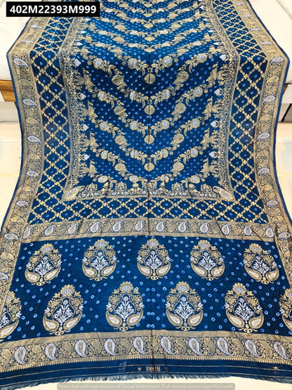 Original hand bandhej pure viscose bandhani saree