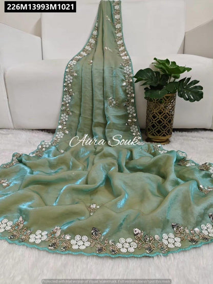 Fandy satin Saree With Arco Work