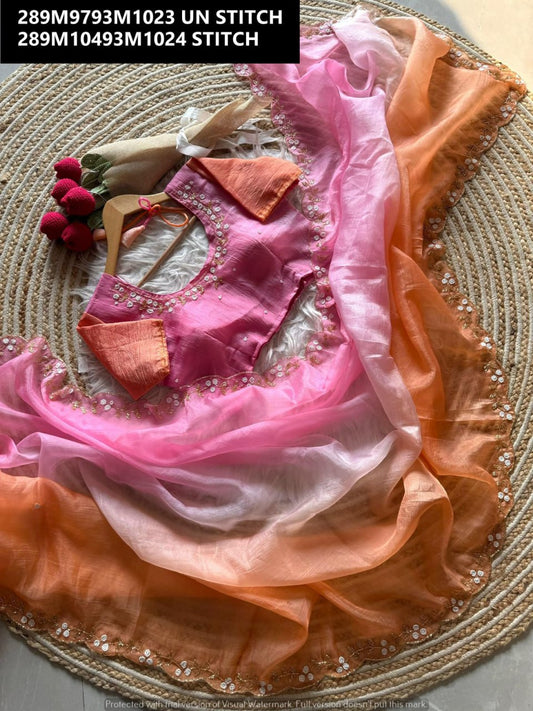 Premium Glass Candy Crush Tissue Saree