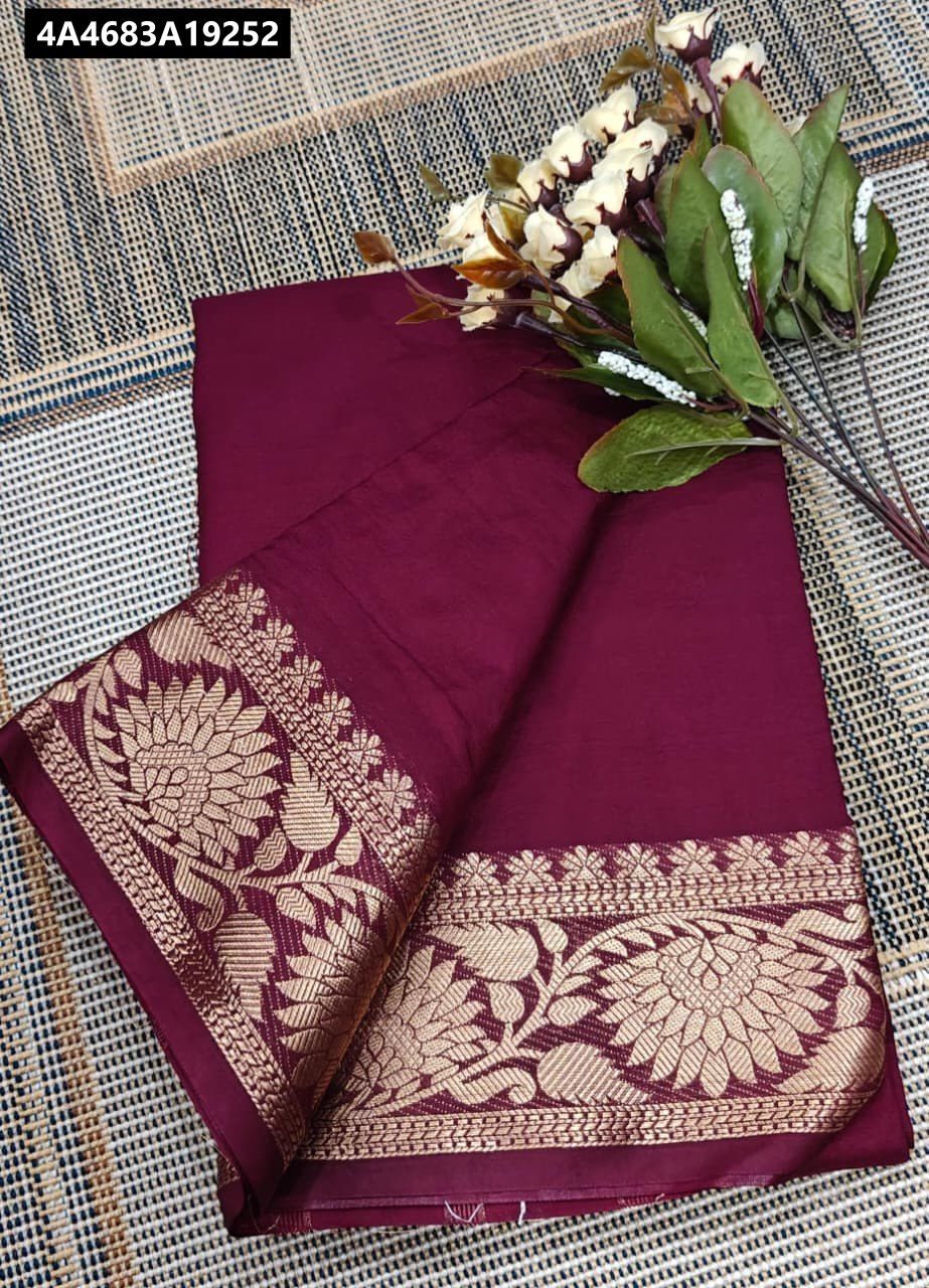 Semi Mysore crape silk Fancy Border Sarees
