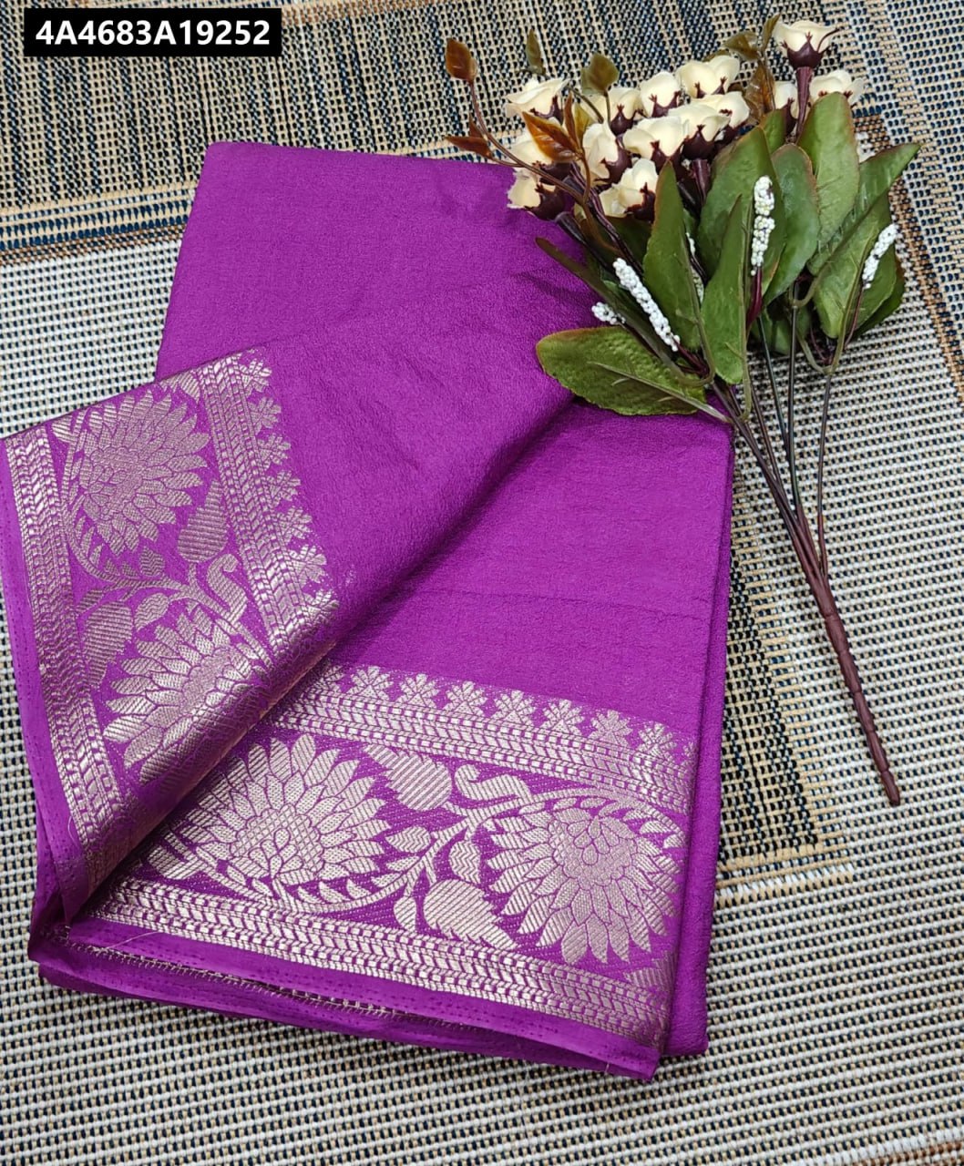 Semi Mysore crape silk Fancy Border Sarees
