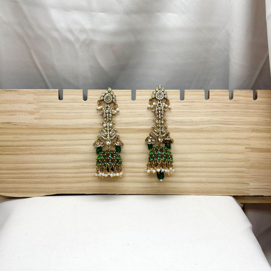 AD Stone Ruby Emerald Jhumkas