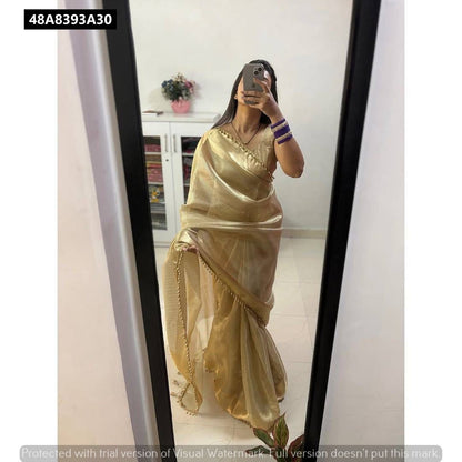 Beautiful Banarsi Handloom Golden Tissue Silk Saree