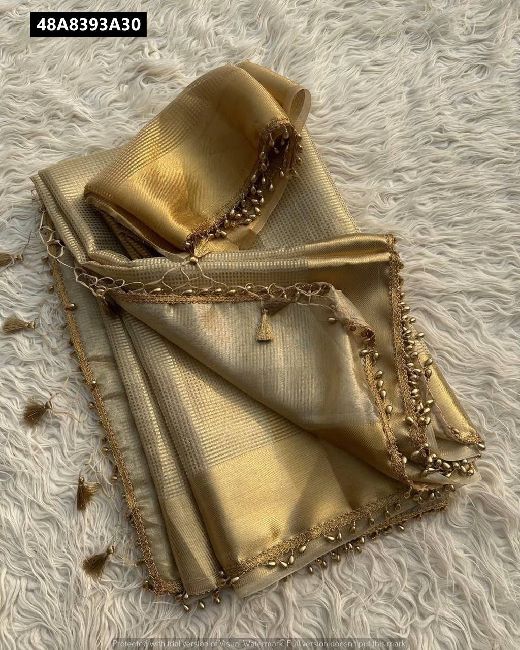 Beautiful Banarsi Handloom Golden Tissue Silk Saree