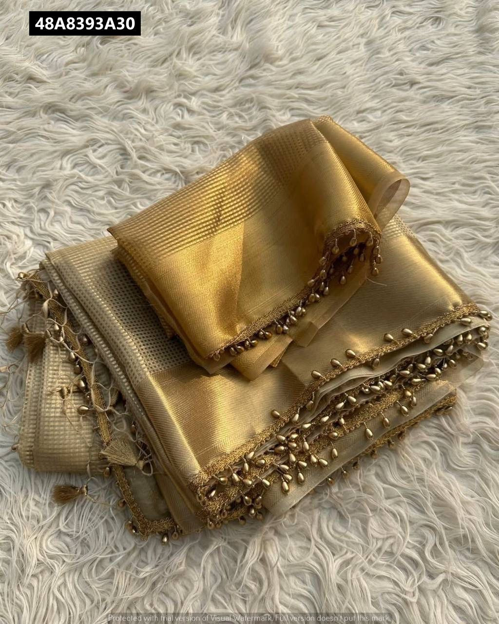 Beautiful Banarsi Handloom Golden Tissue Silk Saree