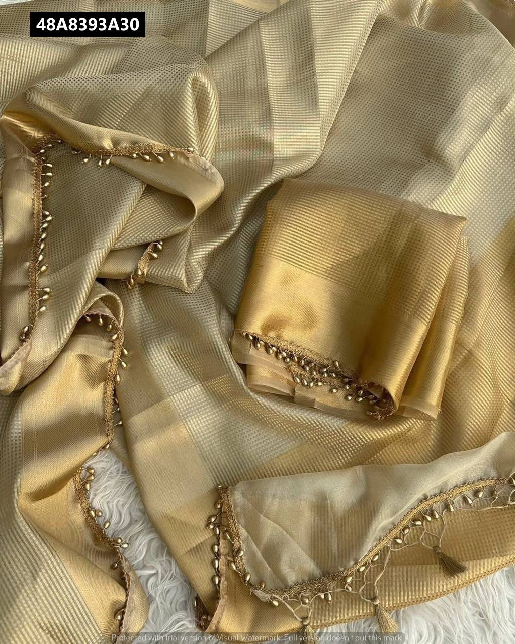 Beautiful Banarsi Handloom Golden Tissue Silk Saree