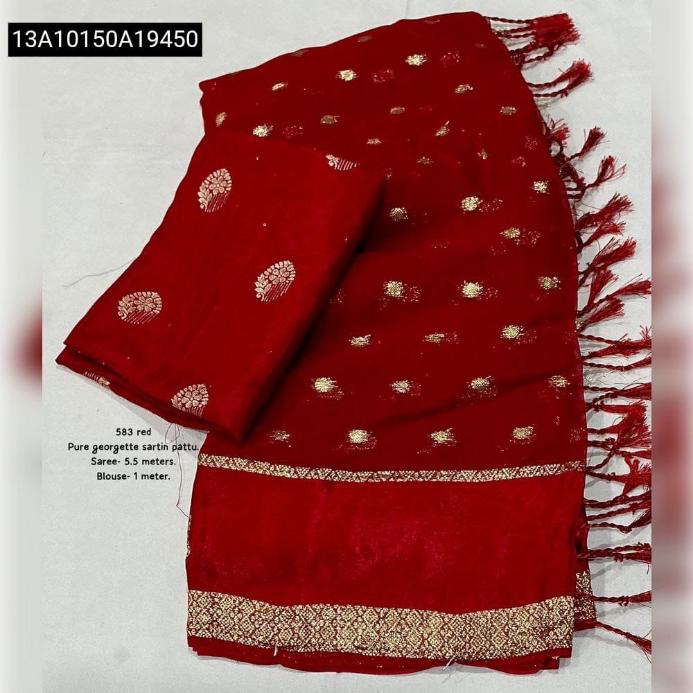 Pure Georgette satin Saree