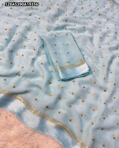 Satin Patta Pure Viscose Georgette Saree With Fancy Sequins