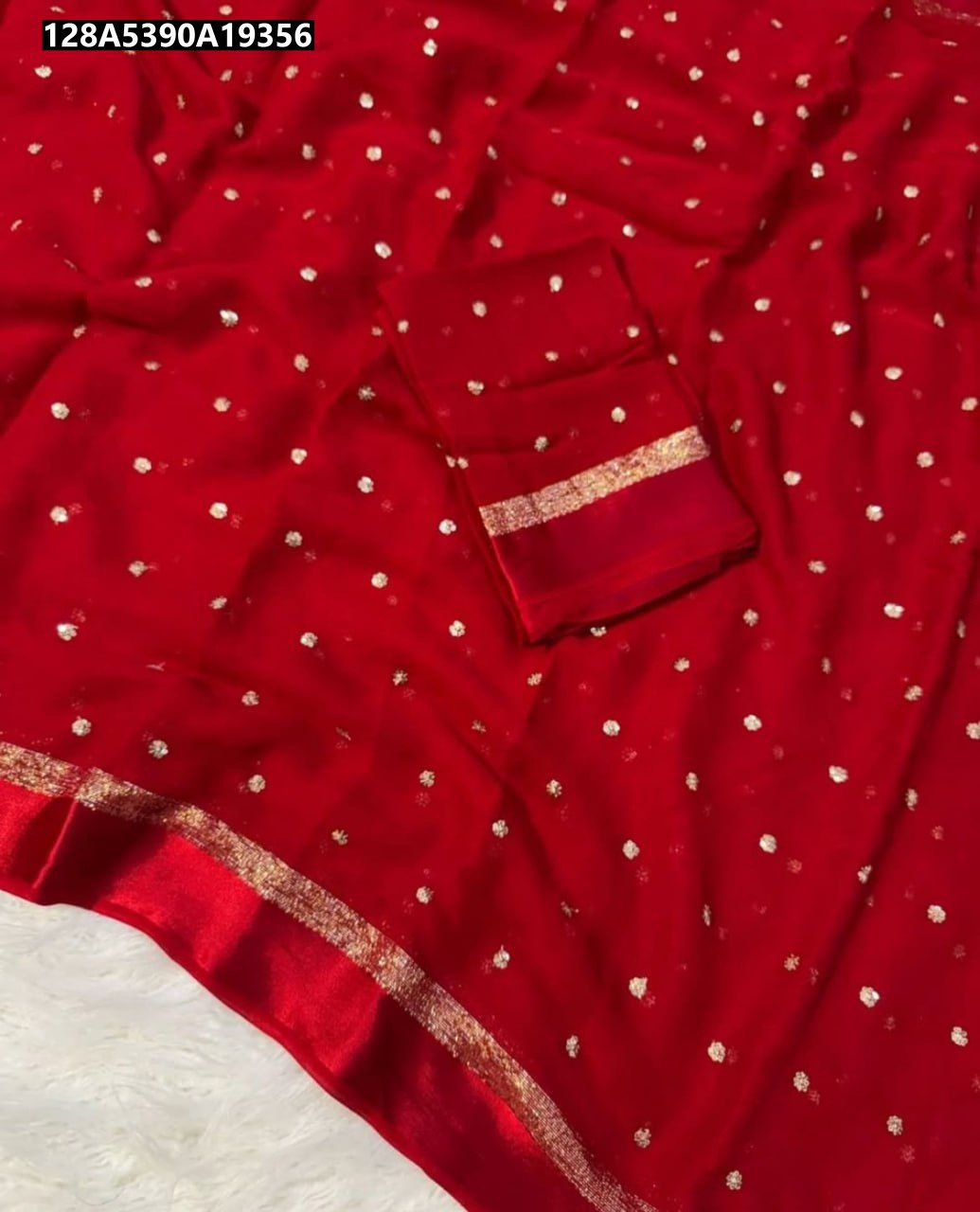 Satin Patta Pure Viscose Georgette Saree With Fancy Sequins