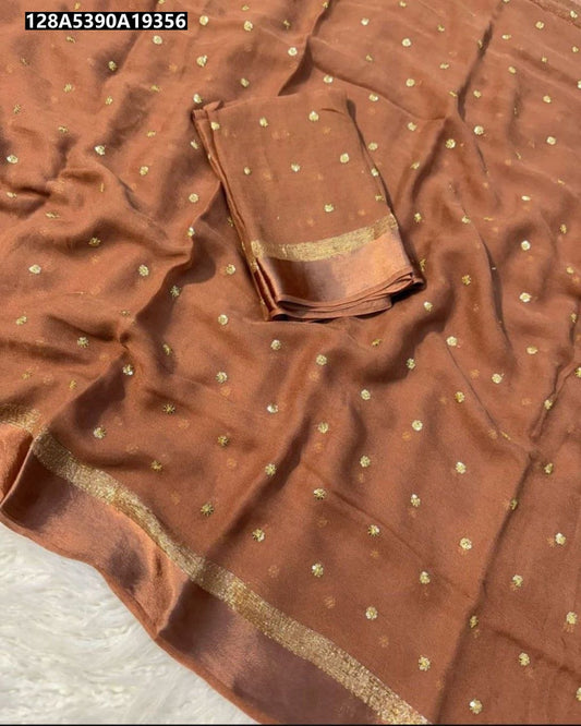 Satin Patta Pure Viscose Georgette Saree With Fancy Sequins