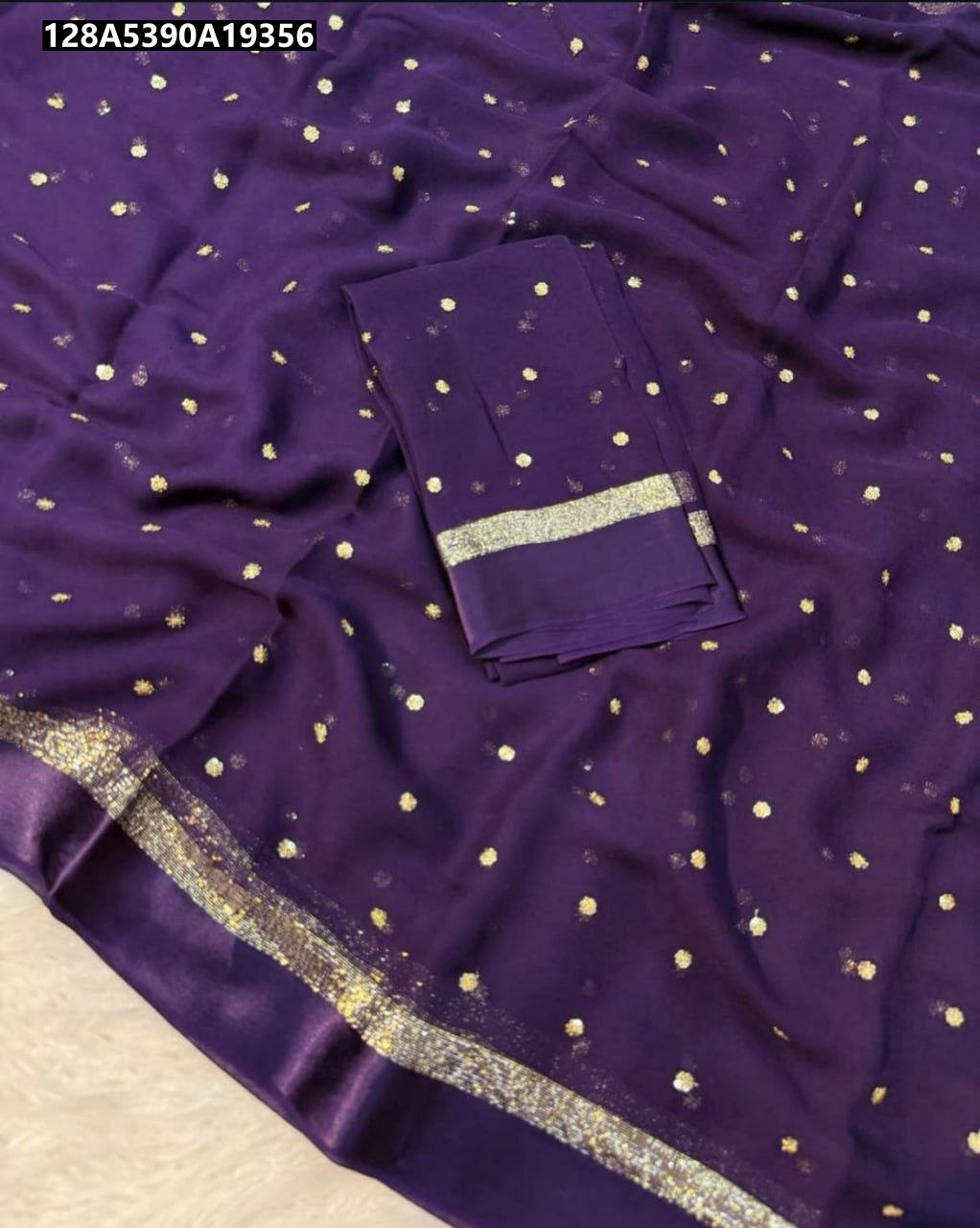 Satin Patta Pure Viscose Georgette Saree With Fancy Sequins