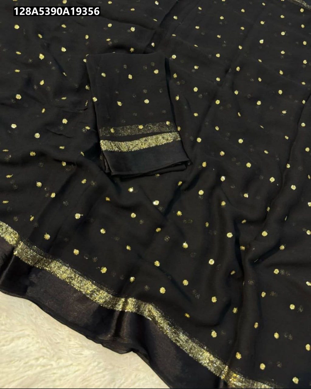 Satin Patta Pure Viscose Georgette Saree With Fancy Sequins