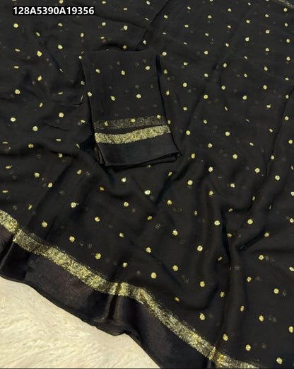 Satin Patta Pure Viscose Georgette Saree With Fancy Sequins