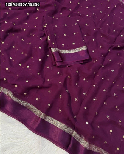 Satin Patta Pure Viscose Georgette Saree With Fancy Sequins