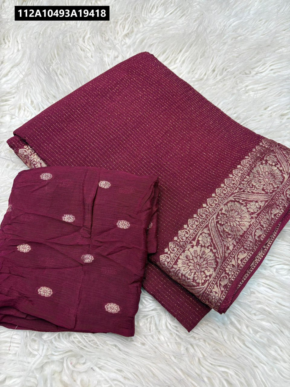 Pure Chinnon viscose saree with beautiful jacquard border
