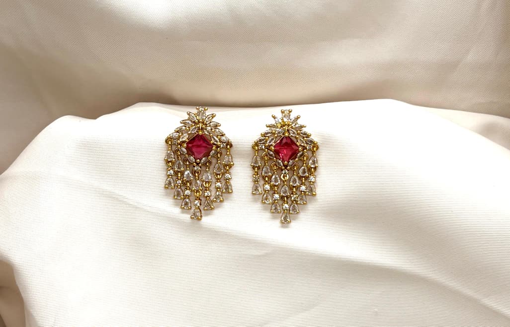 Ruby Cz Earrings