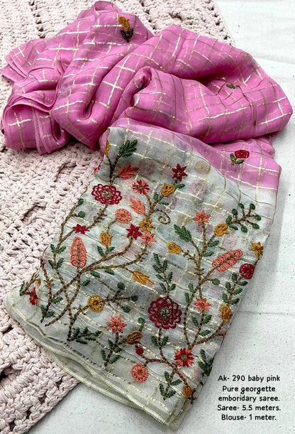 pure georgette saree with 2d shaded dying