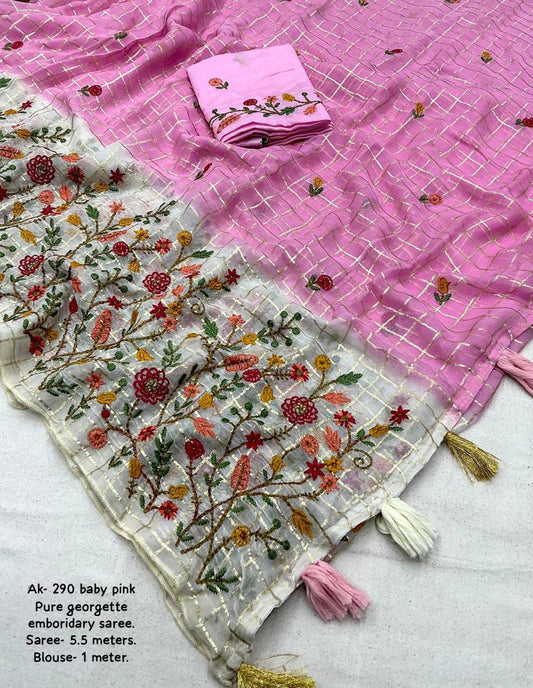 pure georgette saree with 2d shaded dying