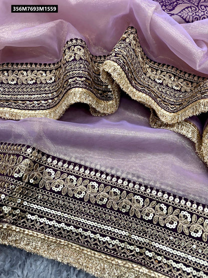 Soft Twil net Saree With Fancy Lace Border