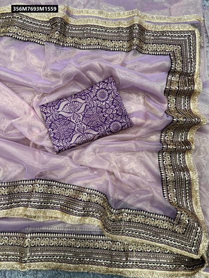 Soft Twil net Saree With Fancy Lace Border