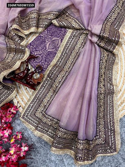 Soft Twil net Saree With Fancy Lace Border