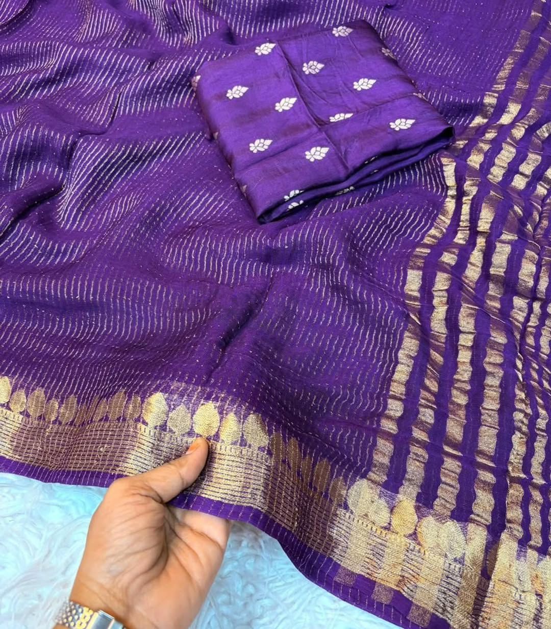 Viscose Georgette Weaving Sequence Saree