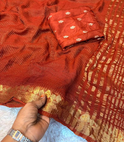 Viscose Georgette Weaving Sequence Saree