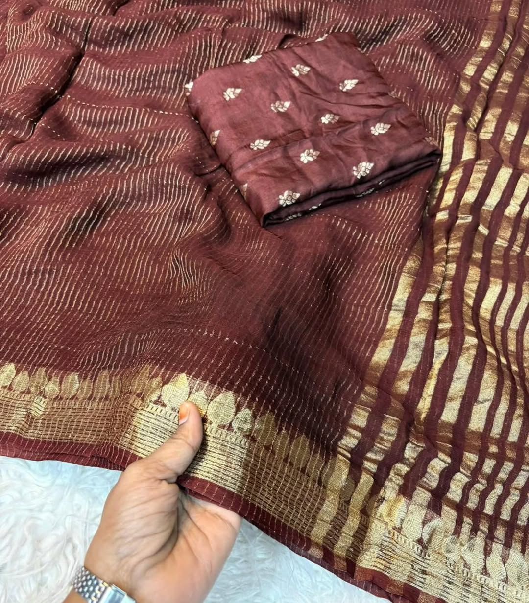 Viscose Georgette Weaving Sequence Saree