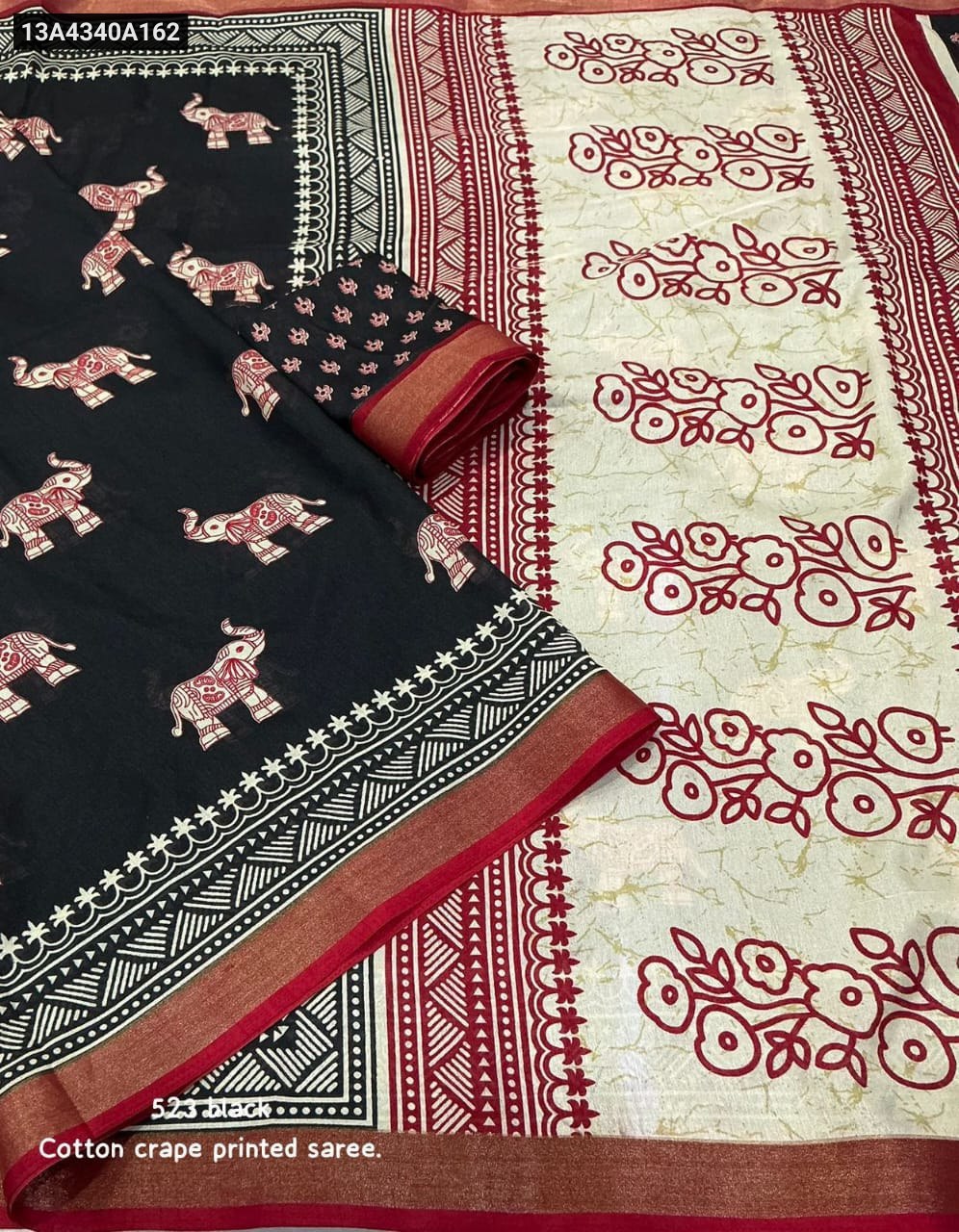 Soft cotton crepe saree