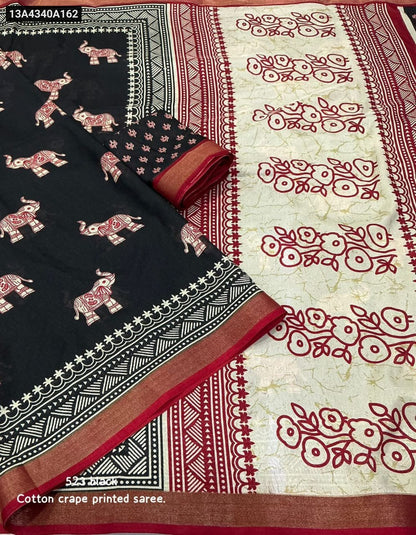 Soft cotton crepe saree