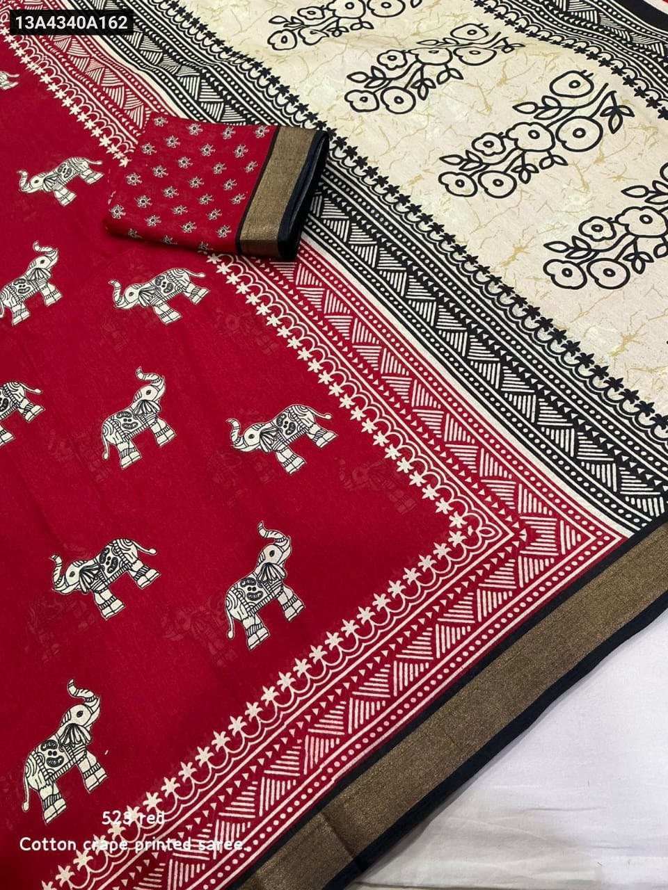 Soft cotton crepe saree