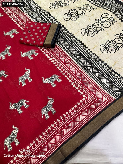 Soft cotton crepe saree