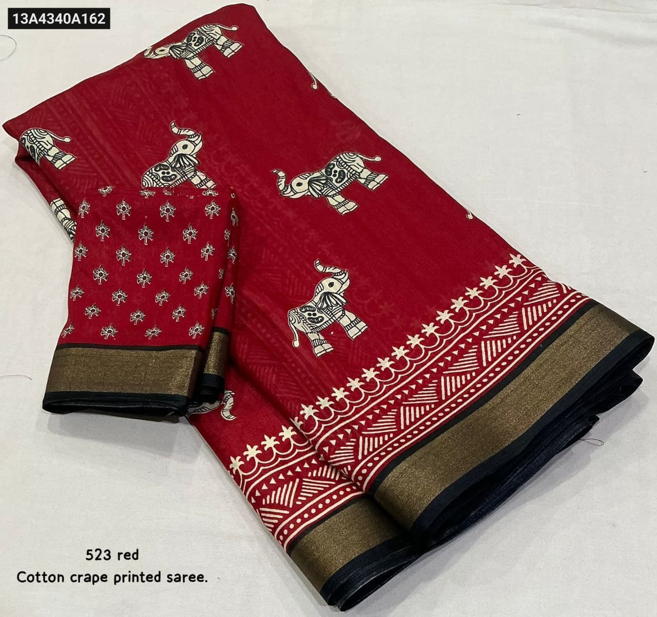 Soft cotton crepe saree