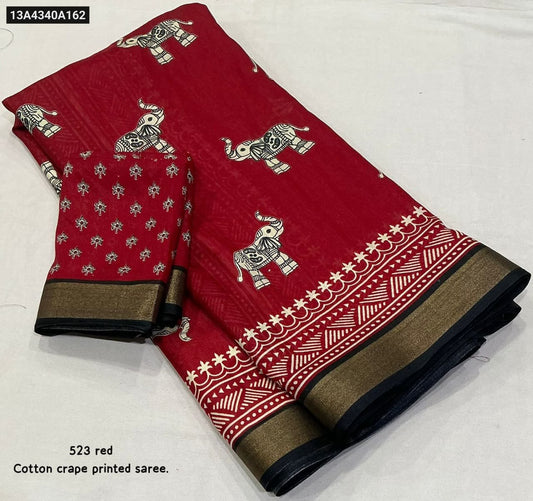 Soft cotton crepe saree