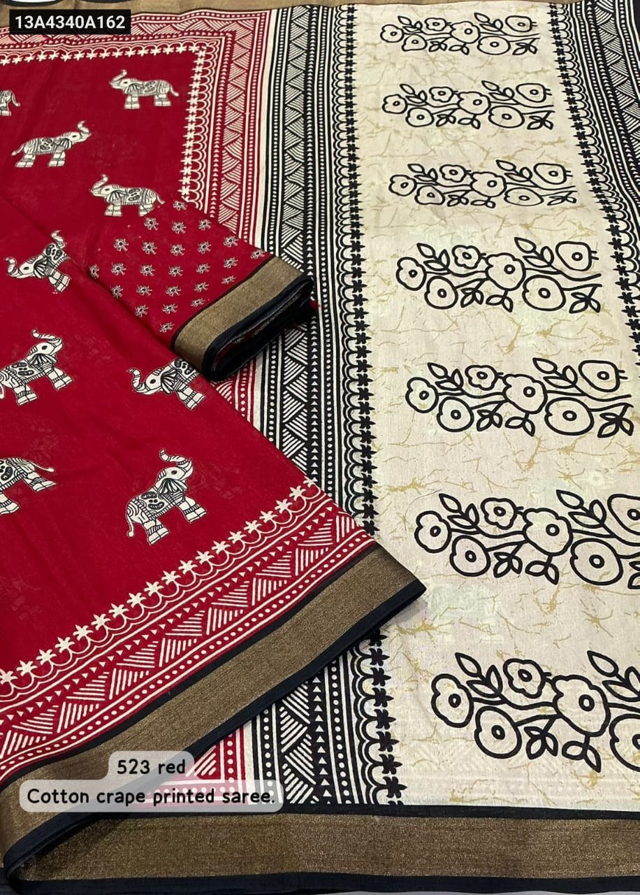 Soft cotton crepe saree