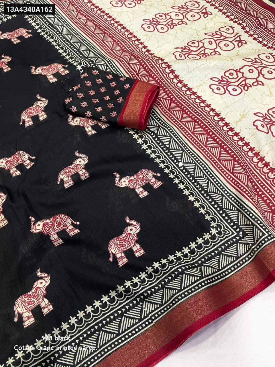 Soft cotton crepe saree