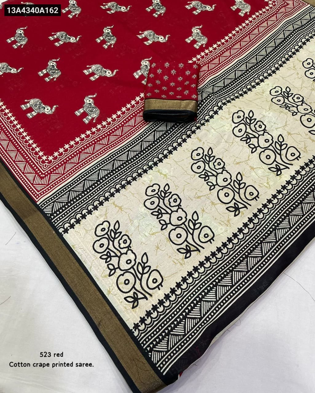 Soft cotton crepe saree