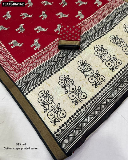 Soft cotton crepe saree