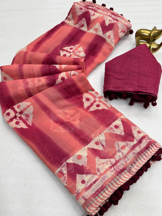 mul mul soft Cotton ikkat print